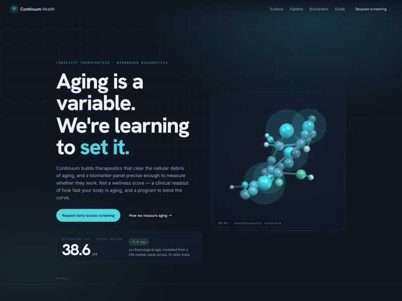 Continuum Health template — homepage preview