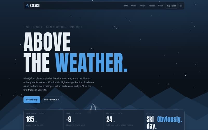 Cornice template — homepage preview