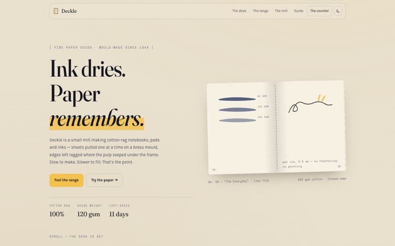 Deckle template — homepage preview