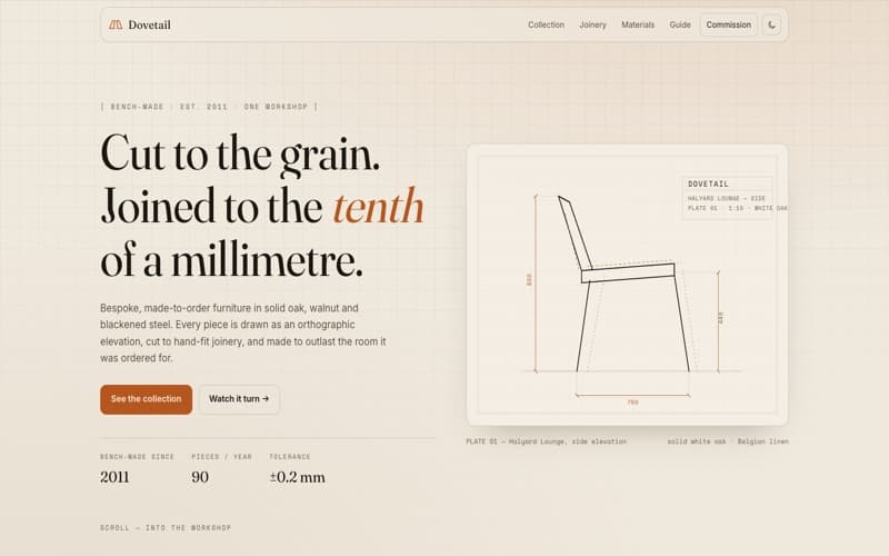 Dovetail template — homepage preview