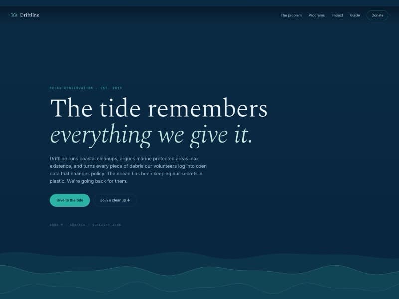 Driftline template — homepage preview