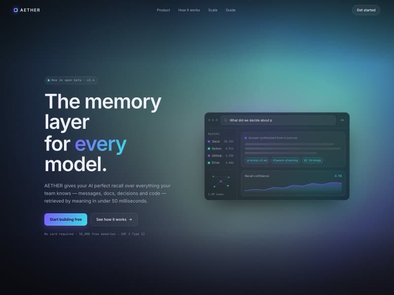 Aether template — homepage preview