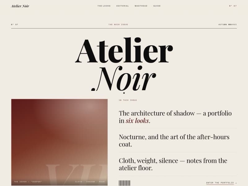 Atelier template — homepage preview