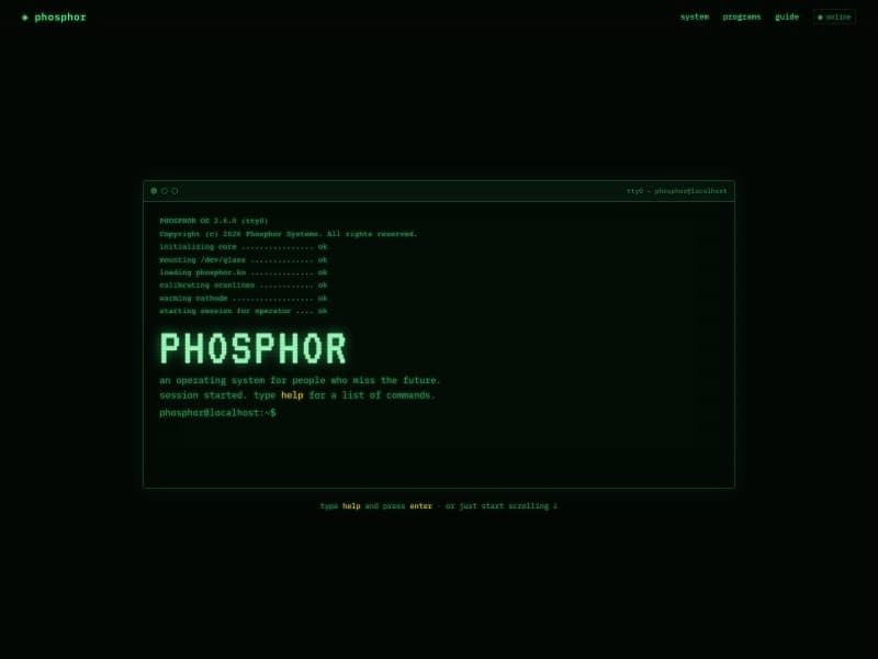 Phosphor template — homepage preview