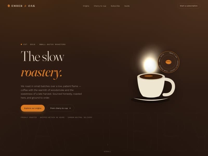 Roastery template — homepage preview