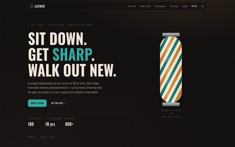 Lather template — homepage preview