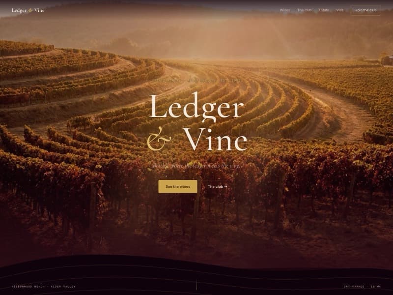 Ledger & Vine template — homepage preview