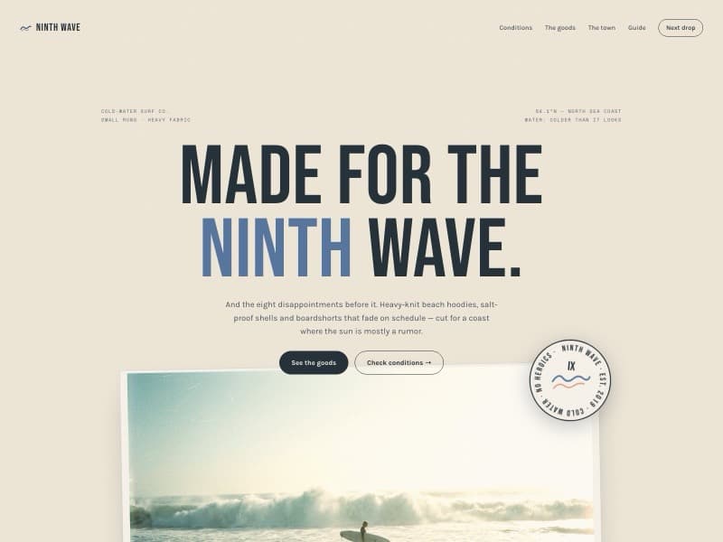 Ninth Wave template — homepage preview