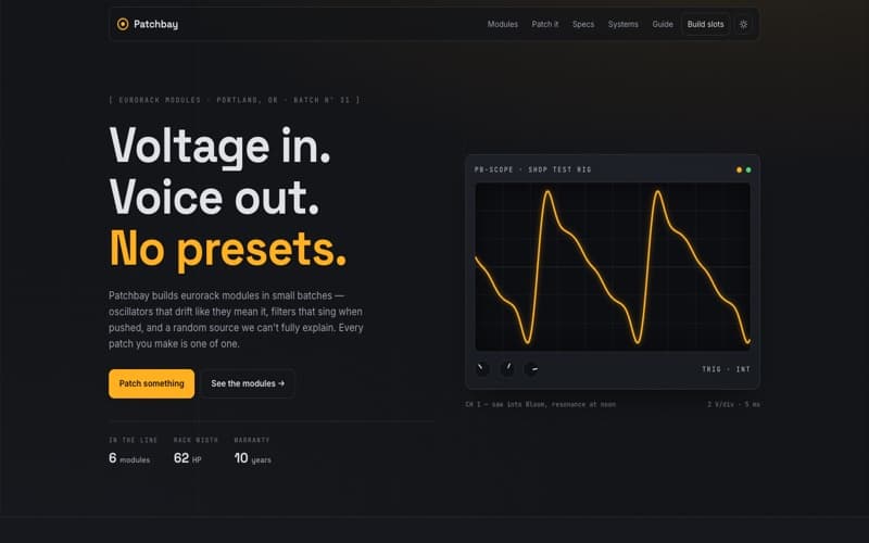 Patchbay template — homepage preview