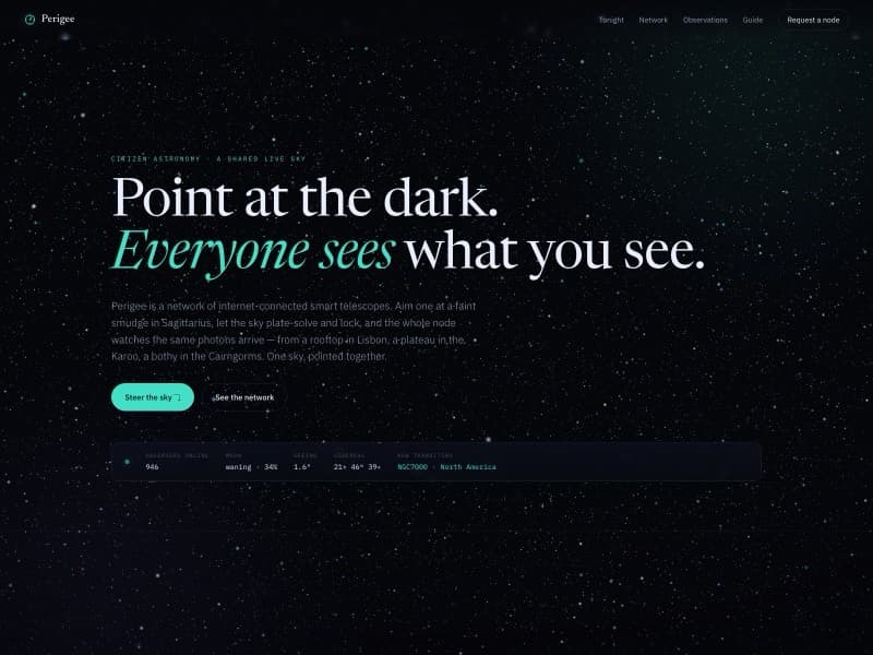Perigee template — homepage preview