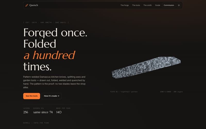 Quench template — homepage preview