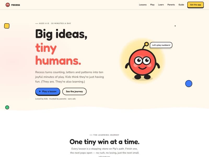 Recess template — homepage preview
