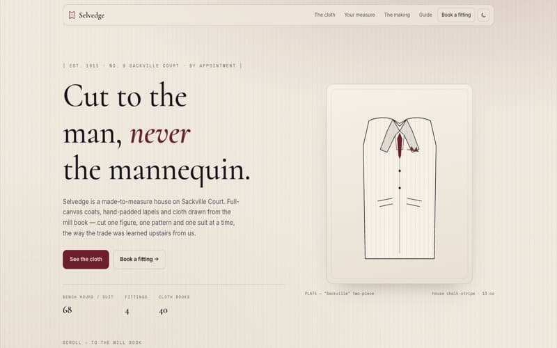 Selvedge template — homepage preview